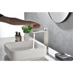 Single Wall Mounted Bathroom Faucet In Brushed Nickel -FURITURE SALE SHOP brushed nickel tahanbath wall mounted faucets z w928100905 31 1000