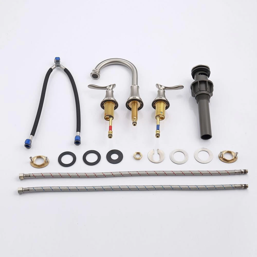 8 In. Widespread 2-Handle Bathroom Sink Faucet Lavatory Faucet In Brushed Nickel 3 8 In. Widespread 2-Handle Bathroom Sink Faucet Lavatory Faucet In Brushed Nickel - Image 3