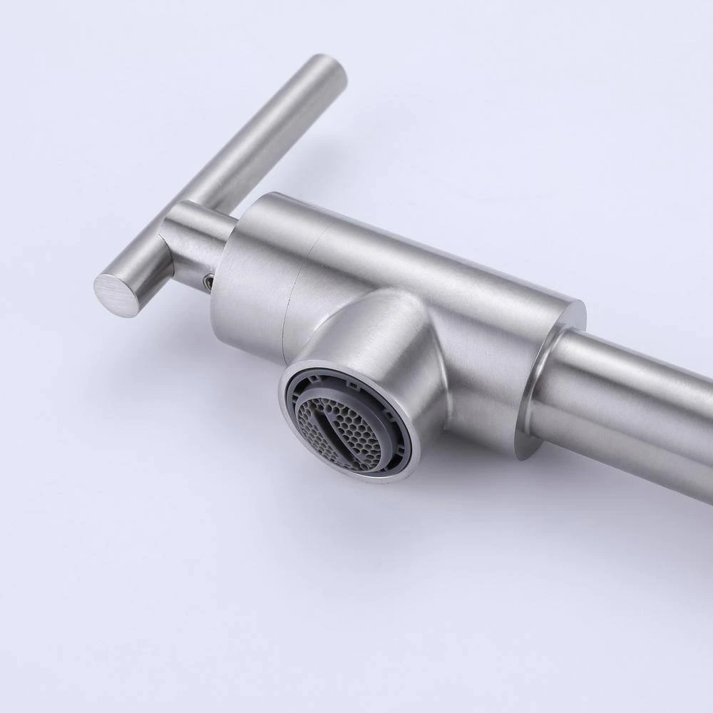 Wall Mounted Pot Filler Faucet 2 Handle With Double Joint Stretchable Folding Arm In Brushed 5 Wall Mounted Pot Filler Faucet 2 Handle With Double Joint Stretchable Folding Arm In Brushed - Image 5