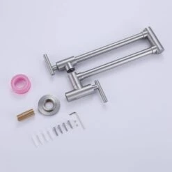 Wall Mounted Pot Filler Faucet 2 Handle With Double Joint Stretchable Folding Arm In Brushed 9 Wall Mounted Pot Filler Faucet 2 Handle With Double Joint Stretchable Folding Arm In Brushed -FURITURE SALE SHOP brushed pot fillers rb1012 ll 4f 1000