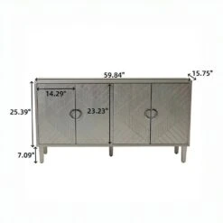 Stylish And Functional 4-Door Storage Cabinet With Pine Legs And MDF, For Living Room Bedroom, And Kitchen, Champagne -FURITURE SALE SHOP champagne tahanbath pantry organizers z w757p144373 c3 1000