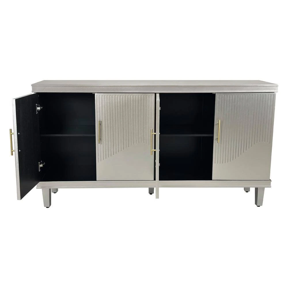 59.84 In. Large Size 4-Door Cabinet, Same As Living Room, Kitchen, Bedroom, Hallway (Champagne) 5 59.84 In. Large Size 4-Door Cabinet, Same As Living Room, Kitchen, Bedroom, Hallway (Champagne) - Image 5