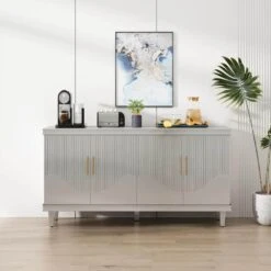 59.84 In. Large Size 4-Door Cabinet, Same As Living Room, Kitchen, Bedroom, Hallway (Champagne)