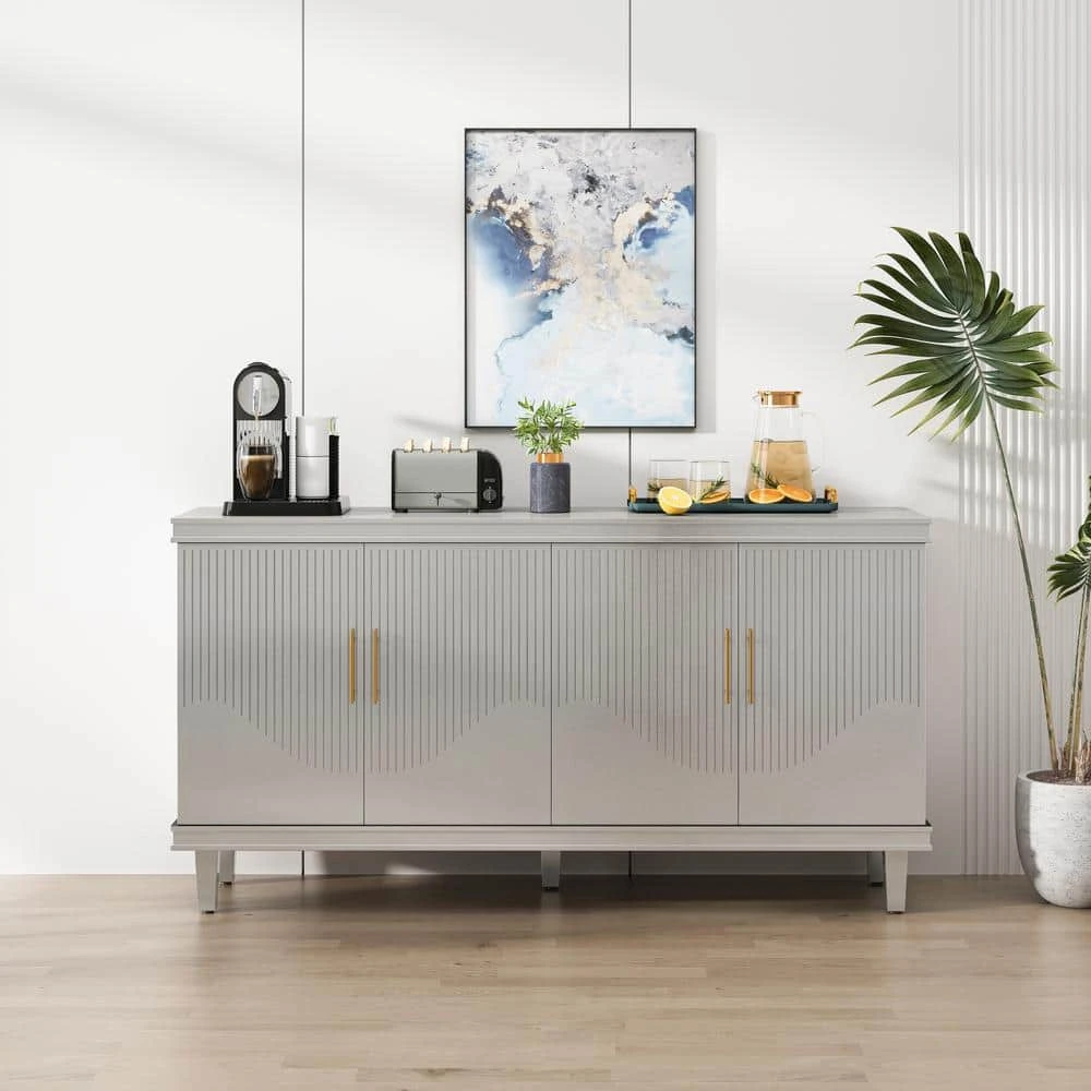 59.84 In. Large Size 4-Door Cabinet, Same As Living Room, Kitchen, Bedroom, Hallway (Champagne) 1 59.84 In. Large Size 4-Door Cabinet, Same As Living Room, Kitchen, Bedroom, Hallway (Champagne)