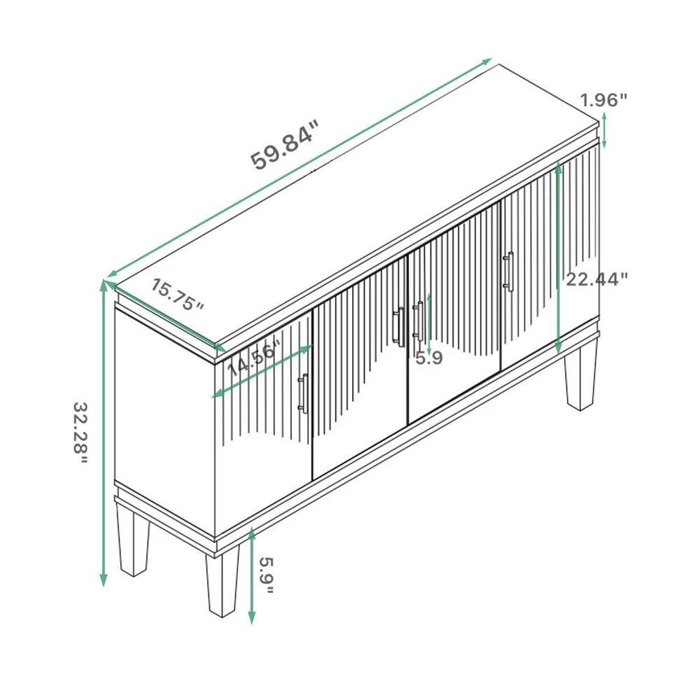 59.84 In. Large Size 4-Door Cabinet, Same As Living Room, Kitchen, Bedroom, Hallway (Champagne) 7 59.84 In. Large Size 4-Door Cabinet, Same As Living Room, Kitchen, Bedroom, Hallway (Champagne) - Image 7