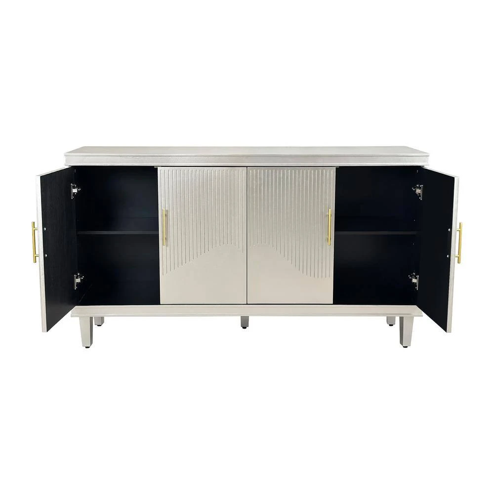 59.84 In. Large Size 4-Door Cabinet, Same As Living Room, Kitchen, Bedroom, Hallway (Champagne) 6 59.84 In. Large Size 4-Door Cabinet, Same As Living Room, Kitchen, Bedroom, Hallway (Champagne) - Image 6