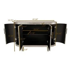 Modern Curved 47.2 In. Wood Console Table And Storage Cabinet With 4-Doors And Adjustable Shelves-Champagne -FURITURE SALE SHOP champagne tahanbath pantry organizers z w757p190336 1f 1000