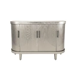 Modern Curved 47.2 In. Wood Console Table And Storage Cabinet With 4-Doors And Adjustable Shelves-Champagne