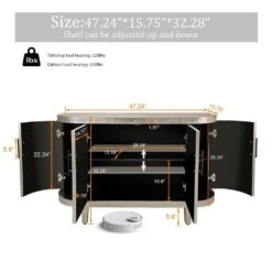 Modern Curved 47.2 In. Wood Console Table And Storage Cabinet With 4-Doors And Adjustable Shelves-Champagne -FURITURE SALE SHOP champagne tahanbath pantry organizers z w757p190336 66 1000