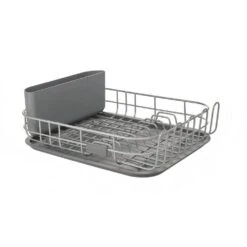 Charcoal Gray Metal Standing Dish Rack For Kitchen