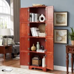 72.4 In. Tall Storage Cabinet Tall Storage Cabinet With 8 Doors And 4-Shelves, Freestanding Storage Cabinet, Cherry 14 72.4 In. Tall Storage Cabinet Tall Storage Cabinet With 8 Doors And 4-Shelves, Freestanding Storage Cabinet, Cherry -FURITURE SALE SHOP cherry tahanbath pantry organizers z w1758p211011 4f 1000