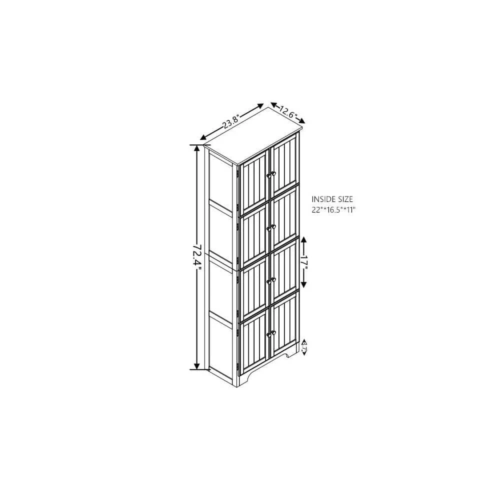 72.4 In. Tall Storage Cabinet Tall Storage Cabinet With 8 Doors And 4-Shelves, Freestanding Storage Cabinet, Cherry 8 72.4 In. Tall Storage Cabinet Tall Storage Cabinet With 8 Doors And 4-Shelves, Freestanding Storage Cabinet, Cherry - Image 8