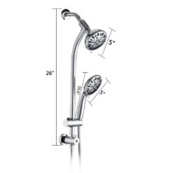 7 Spray Patterns Dual Shower Head Wall Mounted Fixed And Handheld Shower Head In Chrome 10 7 Spray Patterns Dual Shower Head Wall Mounted Fixed And Handheld Shower Head In Chrome -FURITURE SALE SHOP chrome dual shower heads x w1219 w47468 1f 1000