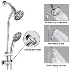 7 Spray Patterns Dual Shower Head Wall Mounted Fixed And Handheld Shower Head In Chrome 13 7 Spray Patterns Dual Shower Head Wall Mounted Fixed And Handheld Shower Head In Chrome -FURITURE SALE SHOP chrome dual shower heads x w1219 w47468 31 1000