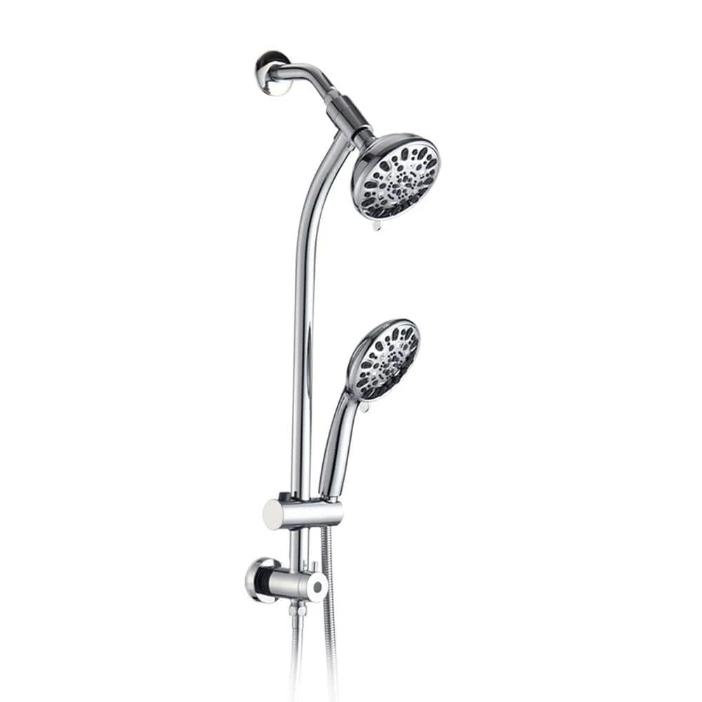 7 Spray Patterns Dual Shower Head Wall Mounted Fixed And Handheld Shower Head In Chrome 1 7 Spray Patterns Dual Shower Head Wall Mounted Fixed And Handheld Shower Head In Chrome