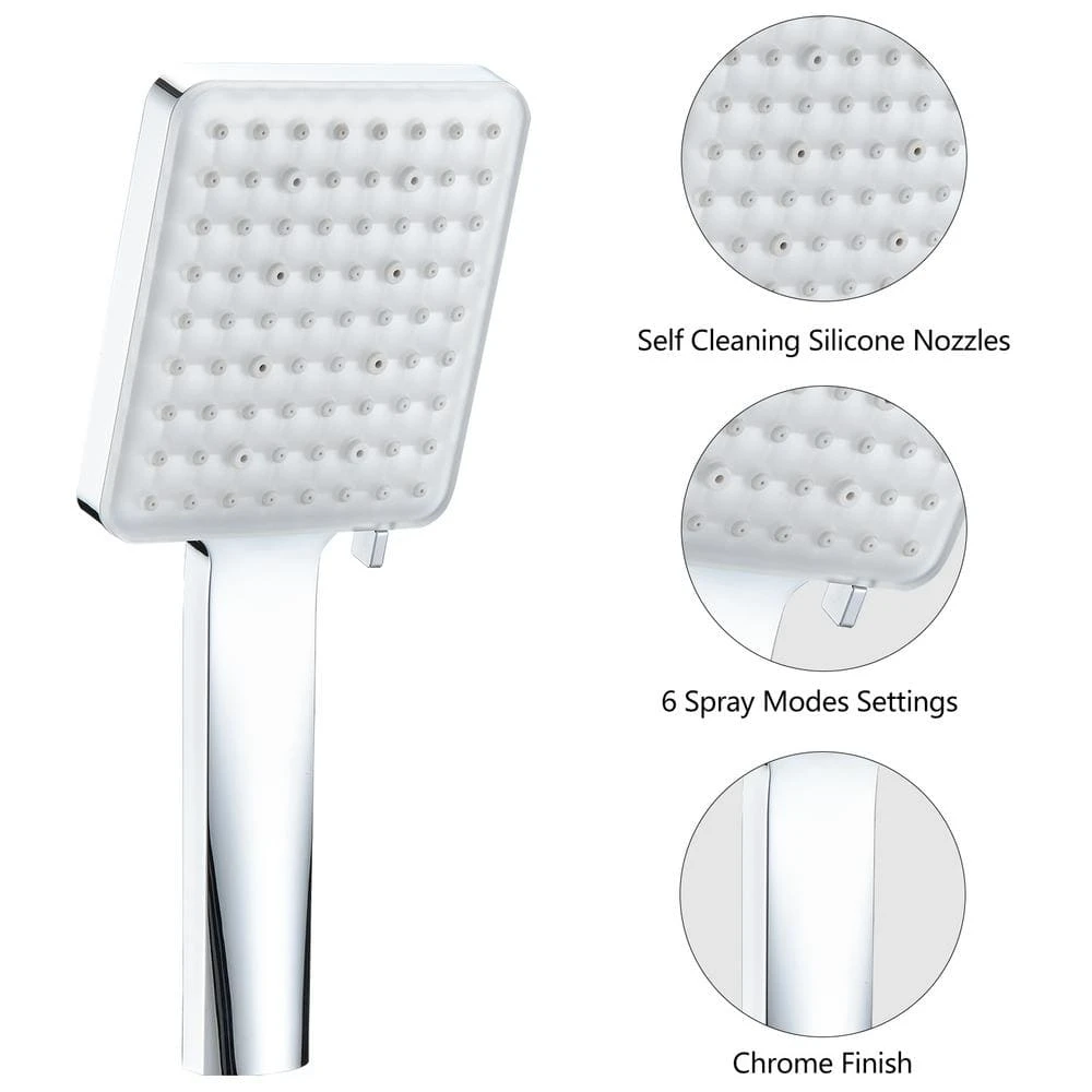 6 Sprays High Pressure Fixed And Handheld Shower Head Multi-Function 1.8 GPM In Chrome 5 6 Sprays High Pressure Fixed And Handheld Shower Head Multi-Function 1.8 GPM In Chrome - Image 5