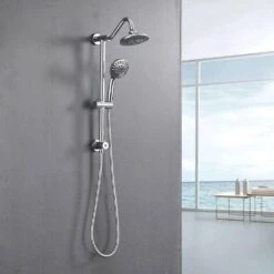 5 Sprays Modern Wall Mount Dual Shower Head Handheld Shower 2.5 GPM In Chrome -FURITURE SALE SHOP chrome dual shower heads x w1219 w56008 c3 1000