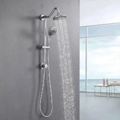 5 Sprays Modern Wall Mount Dual Shower Head Handheld Shower 2.5 GPM In Chrome -FURITURE SALE SHOP chrome dual shower heads x w1219 w56008 fa 1000