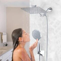 6-Spray High Pressure Dual Shower Head/Handheld Shower Combo In Chrome -FURITURE SALE SHOP chrome dual shower heads x w1219 w60348 31 1000