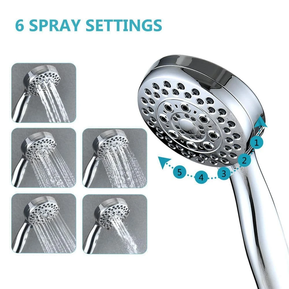 5-Spray Patterns With 2.5 GPM 3.5 In. Wall Mount Handheld Shower Head In Chrome 4 5-Spray Patterns With 2.5 GPM 3.5 In. Wall Mount Handheld Shower Head In Chrome - Image 4
