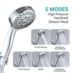 5-Spray Wall Mount Handheld Shower Head 2.5 GPM Shower Heads In Chrome -FURITURE SALE SHOP chrome handheld shower heads x w1219 w91503 4f 1000