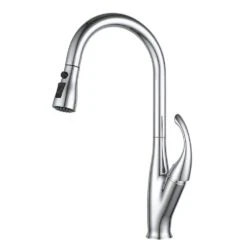 Single Handle Pull Down Sprayer Kitchen Faucet 360-Degree Swivel Kitchen Faucet In Chrome