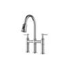 Single Handle Bridge Kitchen Faucet With Pull-Down Sprayhead In Spot In Chrome