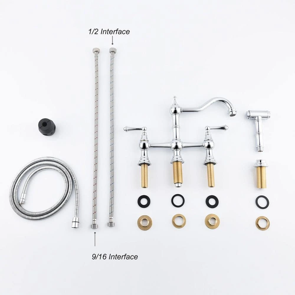 2 Handle Bridge Kitchen Faucet In Chrome 2 2 Handle Bridge Kitchen Faucet In Chrome - Image 2