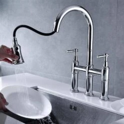 Double Handle Bridge Kitchen Faucet In Chrome -FURITURE SALE SHOP chrome tahanbath bridge kitchen faucets z w2287p183115 fa 1000