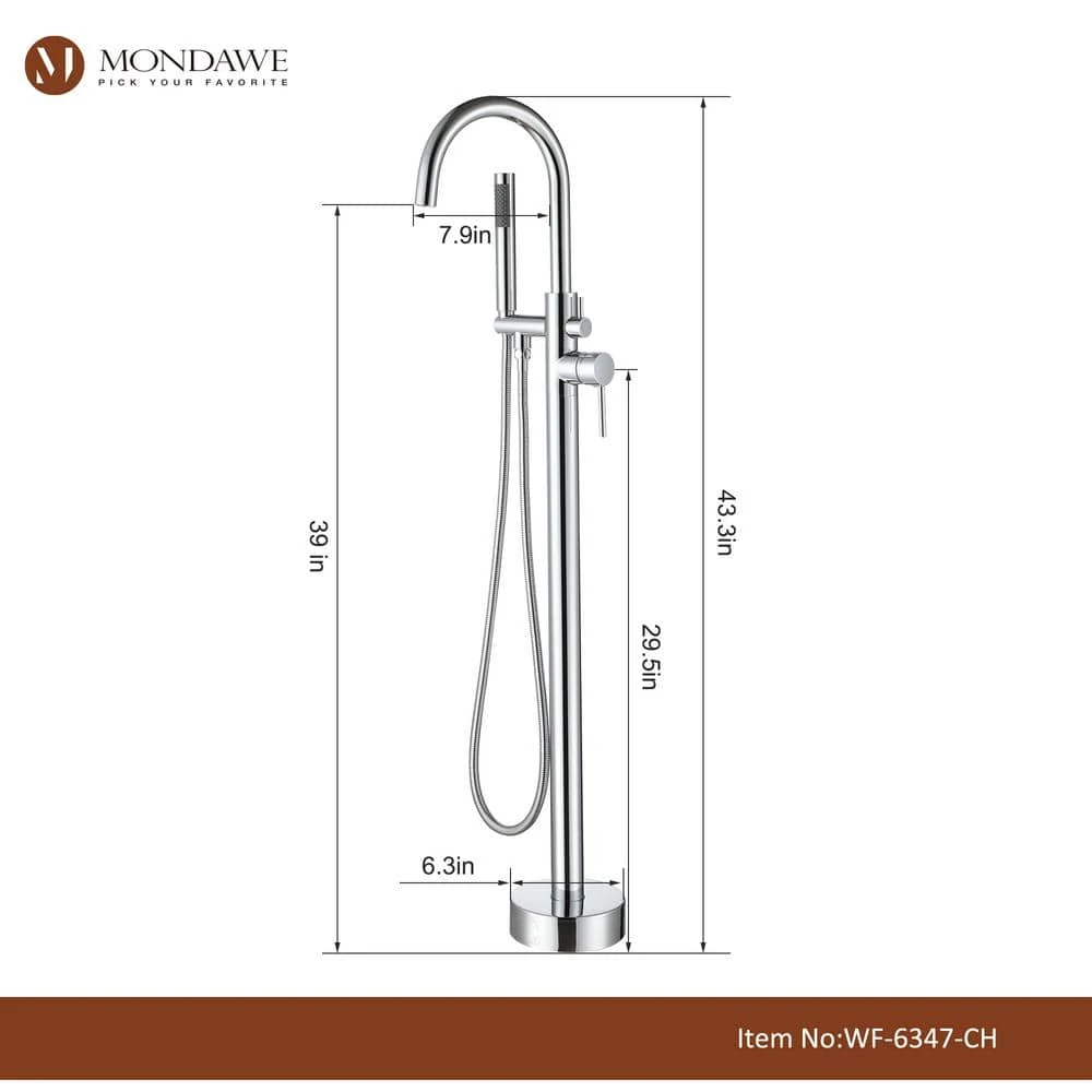 Single-Handle Claw Foot Freestanding Tub Faucet In Chrome 3 Single-Handle Claw Foot Freestanding Tub Faucet In Chrome - Image 3