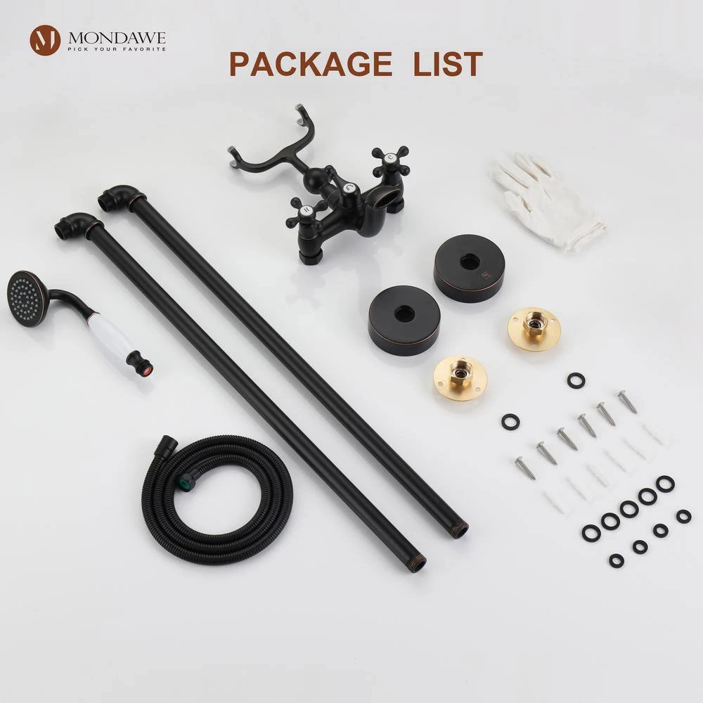 3-Handle Traditional Freestanding Bathtub Faucet(Oil Rubbed Bronze) 2 3-Handle Traditional Freestanding Bathtub Faucet(Oil Rubbed Bronze) - Image 2