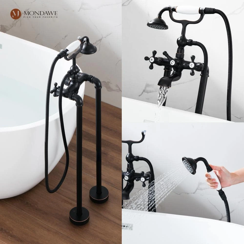 3-Handle Traditional Freestanding Bathtub Faucet(Oil Rubbed Bronze) 6 3-Handle Traditional Freestanding Bathtub Faucet(Oil Rubbed Bronze) - Image 6
