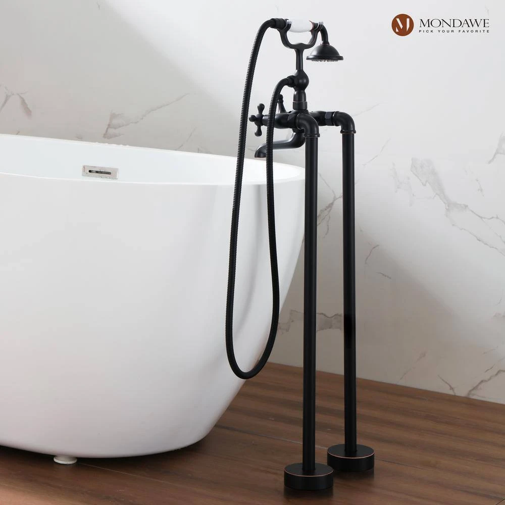3-Handle Traditional Freestanding Bathtub Faucet(Oil Rubbed Bronze) 5 3-Handle Traditional Freestanding Bathtub Faucet(Oil Rubbed Bronze) - Image 5