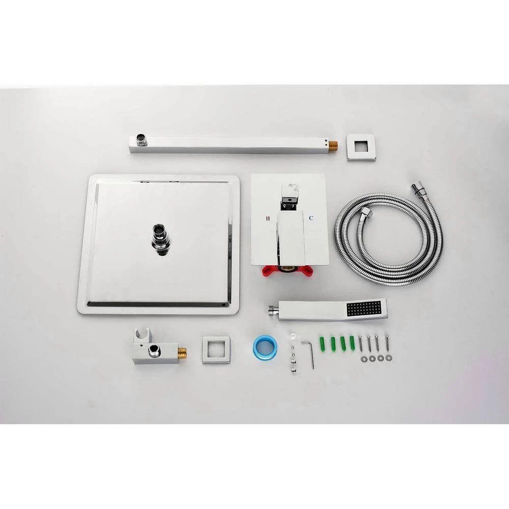 1-Spray 12 In. Dual Rain Shower Head Systems 2.5 GPM Wall Mounted Shower In Brushed Nickel 4 1-Spray 12 In. Dual Rain Shower Head Systems 2.5 GPM Wall Mounted Shower In Brushed Nickel - Image 4