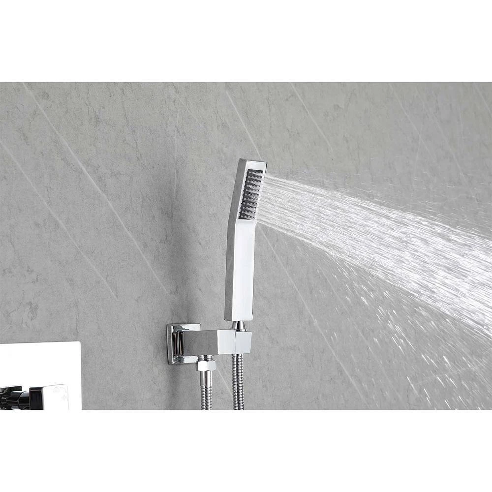 1-Spray 12 In. Dual Rain Shower Head Systems 2.5 GPM Wall Mounted Shower In Brushed Nickel 7 1-Spray 12 In. Dual Rain Shower Head Systems 2.5 GPM Wall Mounted Shower In Brushed Nickel - Image 7