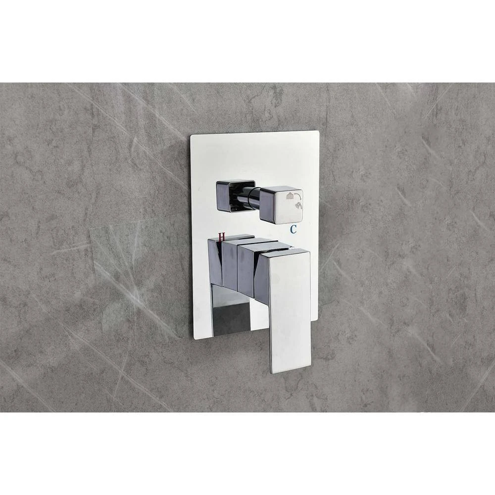 1-Spray 12 In. Dual Rain Shower Head Systems 2.5 GPM Wall Mounted Shower In Brushed Nickel 3 1-Spray 12 In. Dual Rain Shower Head Systems 2.5 GPM Wall Mounted Shower In Brushed Nickel - Image 3