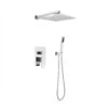 1-Spray 12 In. Dual Rain Shower Head Systems 2.5 GPM Wall Mounted Shower In Brushed Nickel