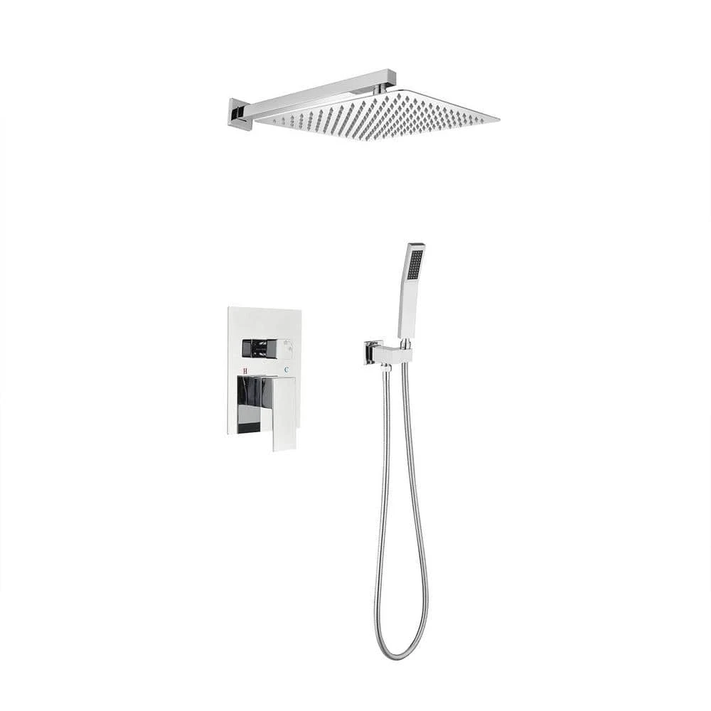 1-Spray 12 In. Dual Rain Shower Head Systems 2.5 GPM Wall Mounted Shower In Brushed Nickel 1 1-Spray 12 In. Dual Rain Shower Head Systems 2.5 GPM Wall Mounted Shower In Brushed Nickel