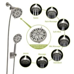 7-spray 4.7 In.Wall Mount 1.8 GPM Dual Shower Head And Handheld Shower Head In Chrome 12 7-spray 4.7 In.Wall Mount 1.8 GPM Dual Shower Head And Handheld Shower Head In Chrome -FURITURE SALE SHOP chrome tahanbath dual shower heads z w124362261 1f 1000