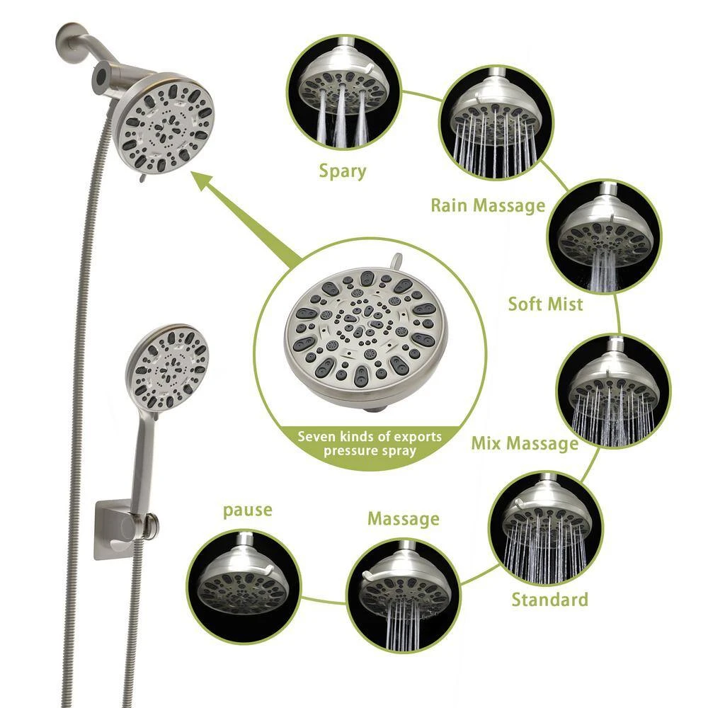 7-spray 4.7 In.Wall Mount 1.8 GPM Dual Shower Head And Handheld Shower Head In Chrome 5 7-spray 4.7 In.Wall Mount 1.8 GPM Dual Shower Head And Handheld Shower Head In Chrome - Image 5