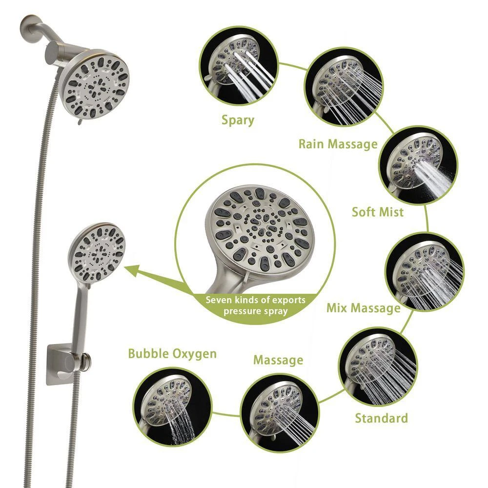 7-spray 4.7 In.Wall Mount 1.8 GPM Dual Shower Head And Handheld Shower Head In Chrome 6 7-spray 4.7 In.Wall Mount 1.8 GPM Dual Shower Head And Handheld Shower Head In Chrome - Image 6