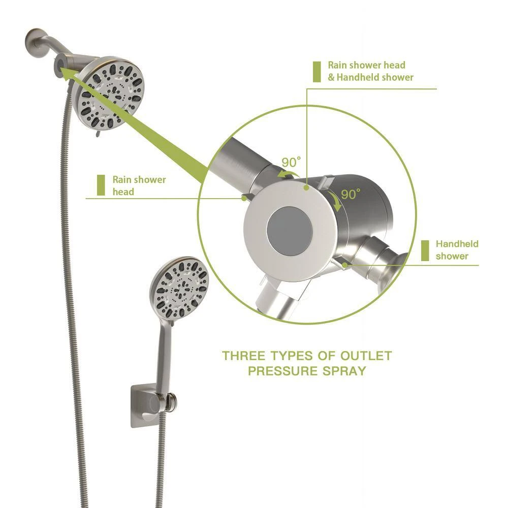 7-spray 4.7 In.Wall Mount 1.8 GPM Dual Shower Head And Handheld Shower Head In Chrome 3 7-spray 4.7 In.Wall Mount 1.8 GPM Dual Shower Head And Handheld Shower Head In Chrome - Image 3