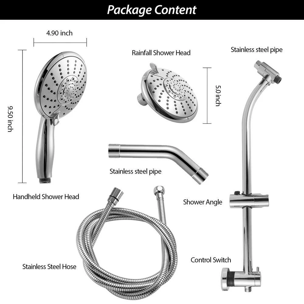 5-spray Dual 5 In. Wall Mount 1.8 GPM Shower Head And Handheld Shower Head In Chrome 3 5-spray Dual 5 In. Wall Mount 1.8 GPM Shower Head And Handheld Shower Head In Chrome - Image 3