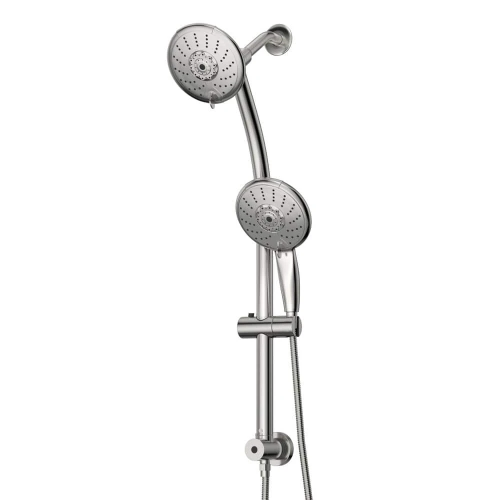 5-spray Dual 5 In. Wall Mount 1.8 GPM Shower Head And Handheld Shower Head In Chrome 1 5-spray Dual 5 In. Wall Mount 1.8 GPM Shower Head And Handheld Shower Head In Chrome