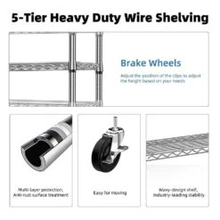 6-Tier Chrome Steel Storage Shelving Unit With Wheels-17.7 In. D X 47.2 In. W X 76.7 In. H 11 6-Tier Chrome Steel Storage Shelving Unit With Wheels-17.7 In. D X 47.2 In. W X 76.7 In. H -FURITURE SALE SHOP chrome tahanbath pantry organizers z t3651p340263 1d 1000