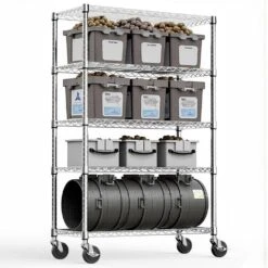 6-Tier Chrome Steel Storage Shelving Unit With Wheels-17.7 In. D X 47.2 In. W X 76.7 In. H 14 6-Tier Chrome Steel Storage Shelving Unit With Wheels-17.7 In. D X 47.2 In. W X 76.7 In. H -FURITURE SALE SHOP chrome tahanbath pantry organizers z t3651p340263 1f 1000