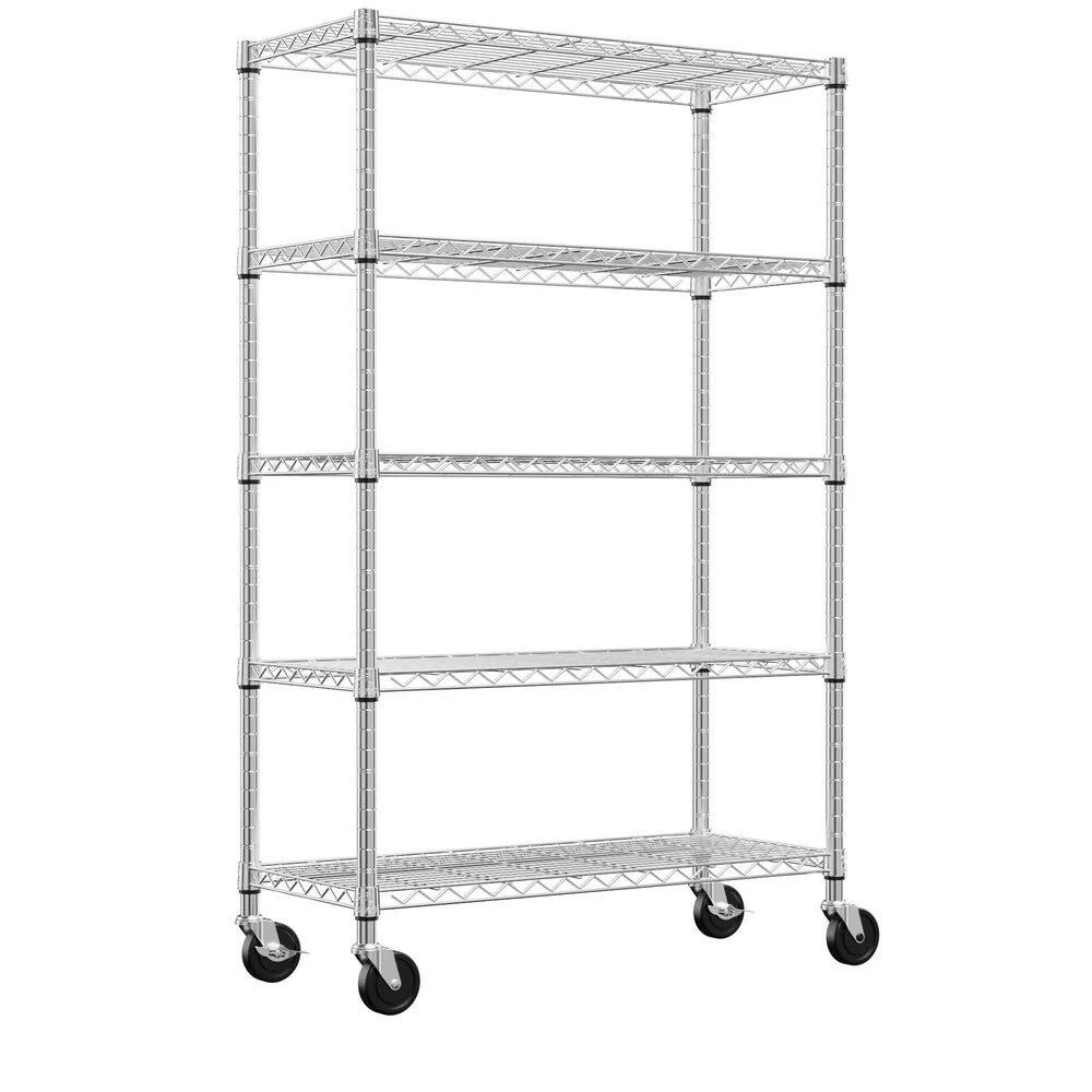 6-Tier Chrome Steel Storage Shelving Unit With Wheels-17.7 In. D X 47.2 In. W X 76.7 In. H 2 6-Tier Chrome Steel Storage Shelving Unit With Wheels-17.7 In. D X 47.2 In. W X 76.7 In. H - Image 2