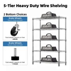 6-Tier Chrome Steel Storage Shelving Unit With Wheels-17.7 In. D X 47.2 In. W X 76.7 In. H 12 6-Tier Chrome Steel Storage Shelving Unit With Wheels-17.7 In. D X 47.2 In. W X 76.7 In. H -FURITURE SALE SHOP chrome tahanbath pantry organizers z t3651p340263 66 1000
