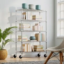 5-Tier 1750 Lbs. Steel Storage Shelving Unit-17.7 In. D X 47.2 In. W X 72.3 In. H In Chrome