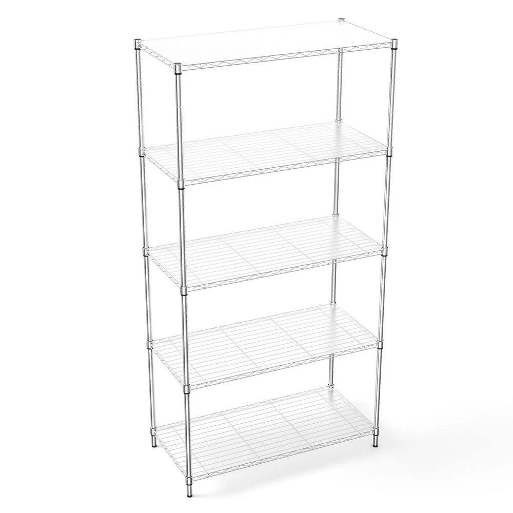 5 Tier Shelf Wire Shelving Unit-5T-1636-C-LKJ, 72H In Chrome 6 5 Tier Shelf Wire Shelving Unit-5T-1636-C-LKJ, 72H In Chrome - Image 6